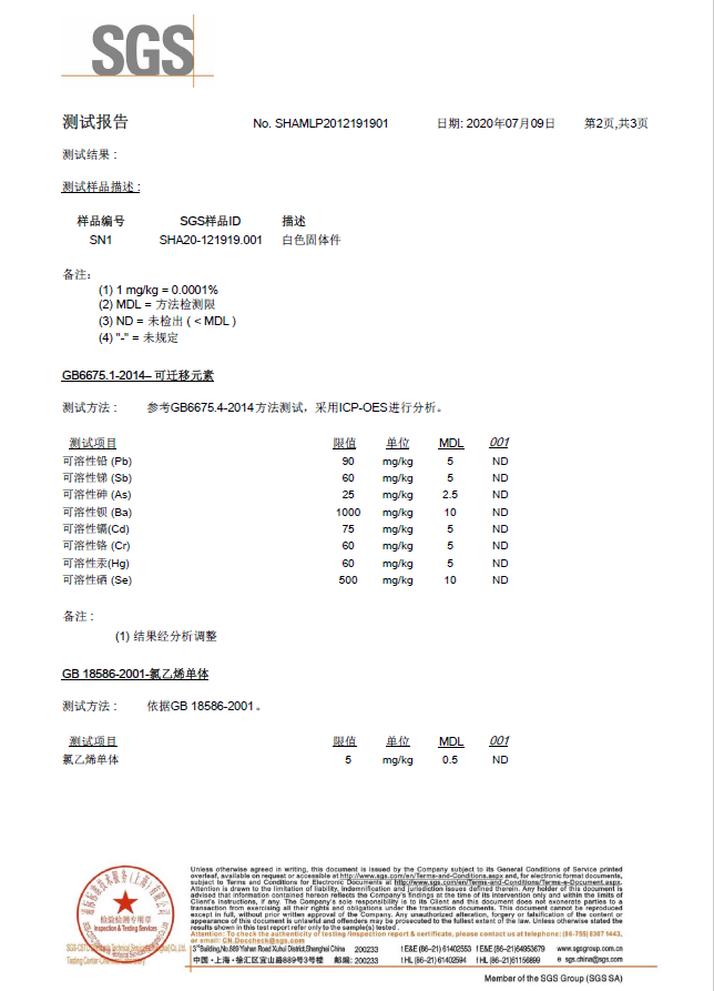 卷簾SGS 環境檢測報告