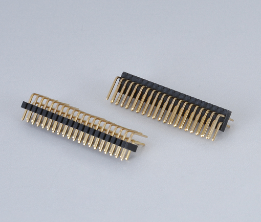 1.0mm間距排針連接器- 雙排90° 單塑膠
