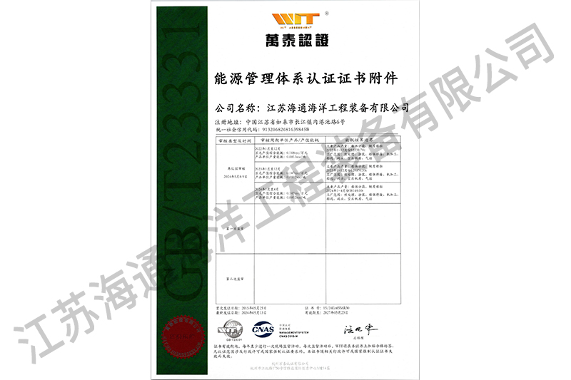 能源管理體系認(rèn)證證書附件
