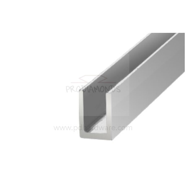 Canal en U de aluminio profundo único para vidrio de 8 mm