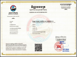 天成機電柬埔寨營業執照