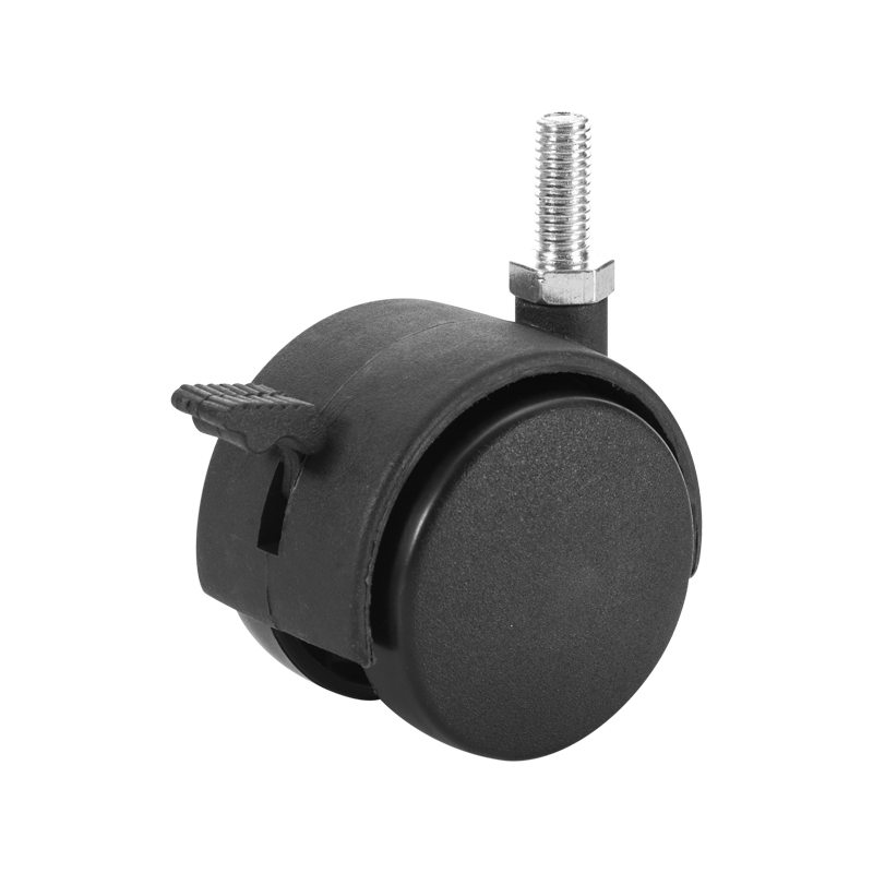 (1-08)    30mm, 40mm, 50mm PA twin wheel caster ,chair caster ,threaded stem ,screw ,with brake, furniture caster,