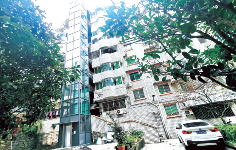 An elevator was installed in the old building