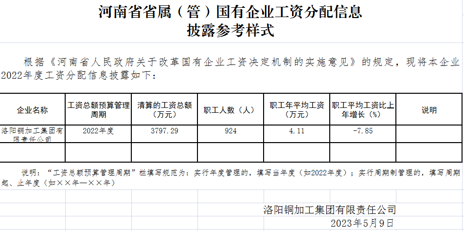 河南省省屬（管）國有企業(yè)工資分配信息披露參考樣式