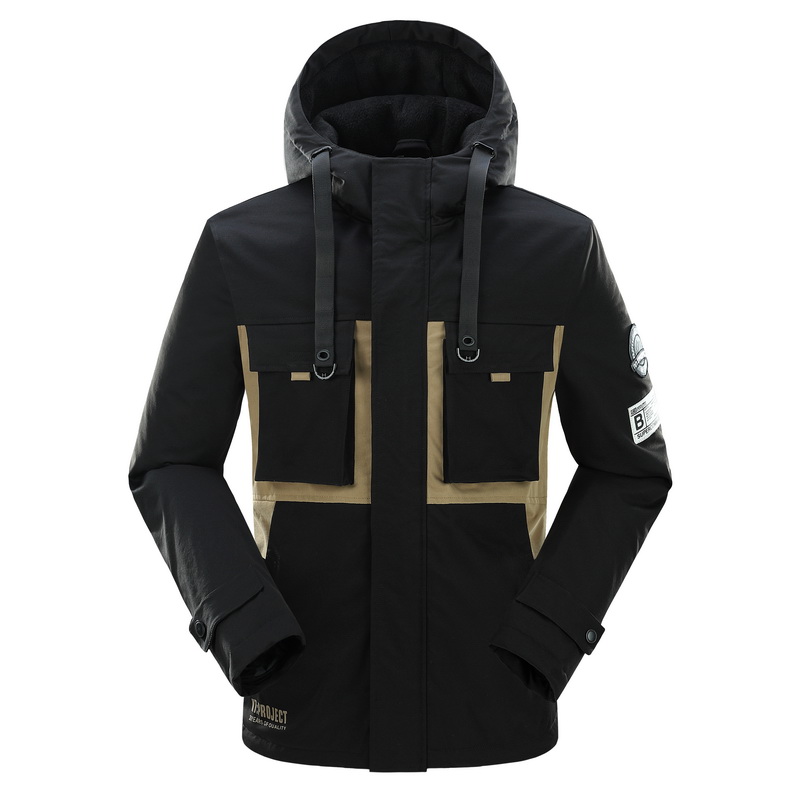 Customized men fashion patchwork down jacket hooded jacket winter warm heavy jacket for men 