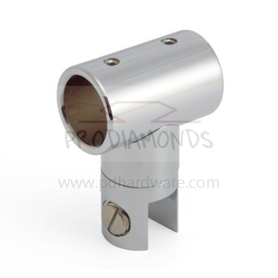 Round Adjustable T-shape Rail-Through to Glass Shower Support Bar Connector