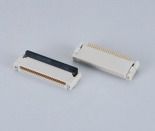 0.5mm间距 FPC连接器 卧贴 后掀式 下接触 H2.0