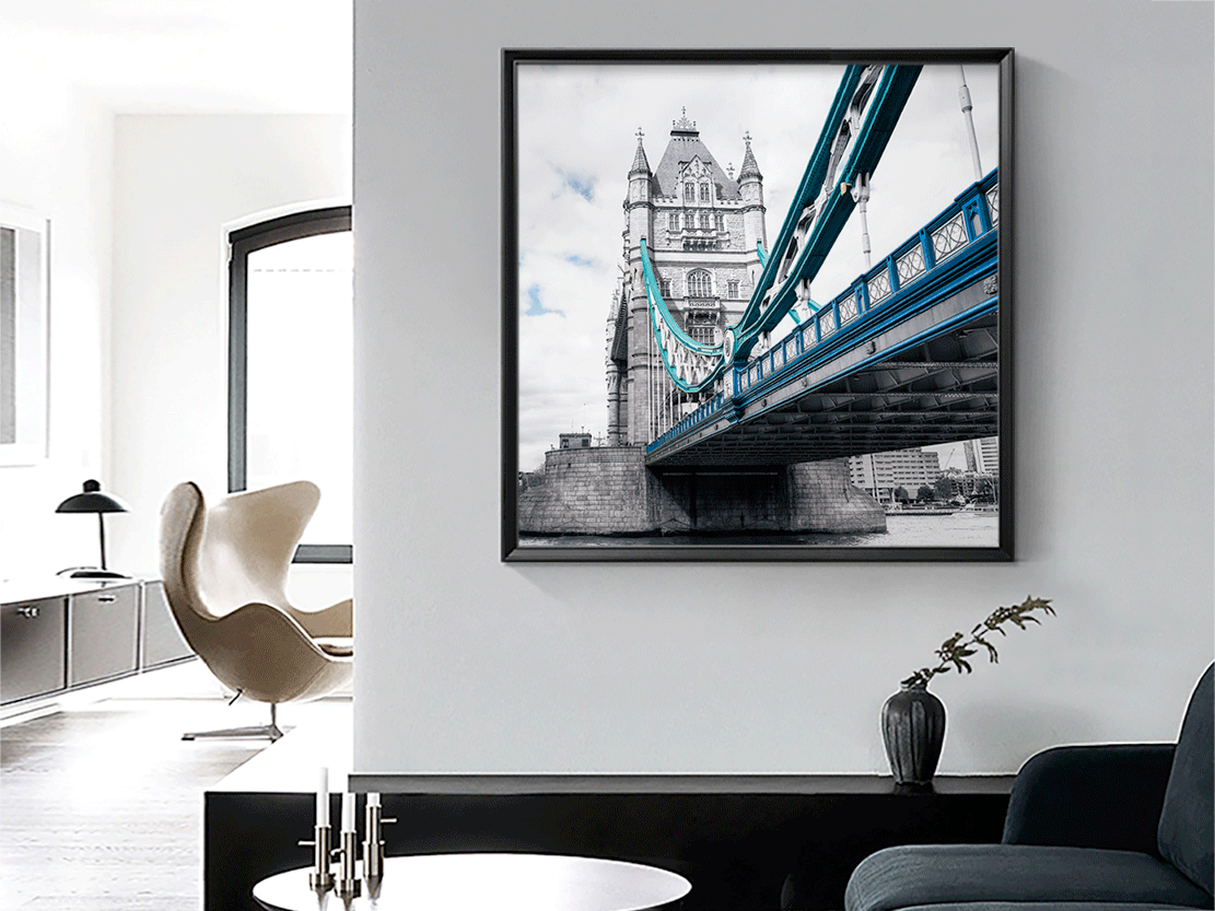 北欧现代简约-3D立体装饰画-英国伦敦塔桥-37x37cm