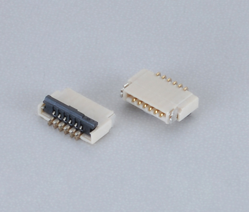 0.5mm间距 FPC连接器 卧贴 后掀式 双面接触 H：1.0