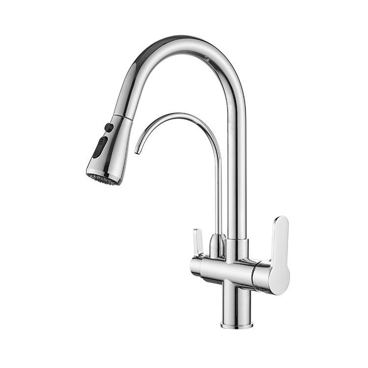 FLG pull out chrome brass kitchen faucets with purified faucet