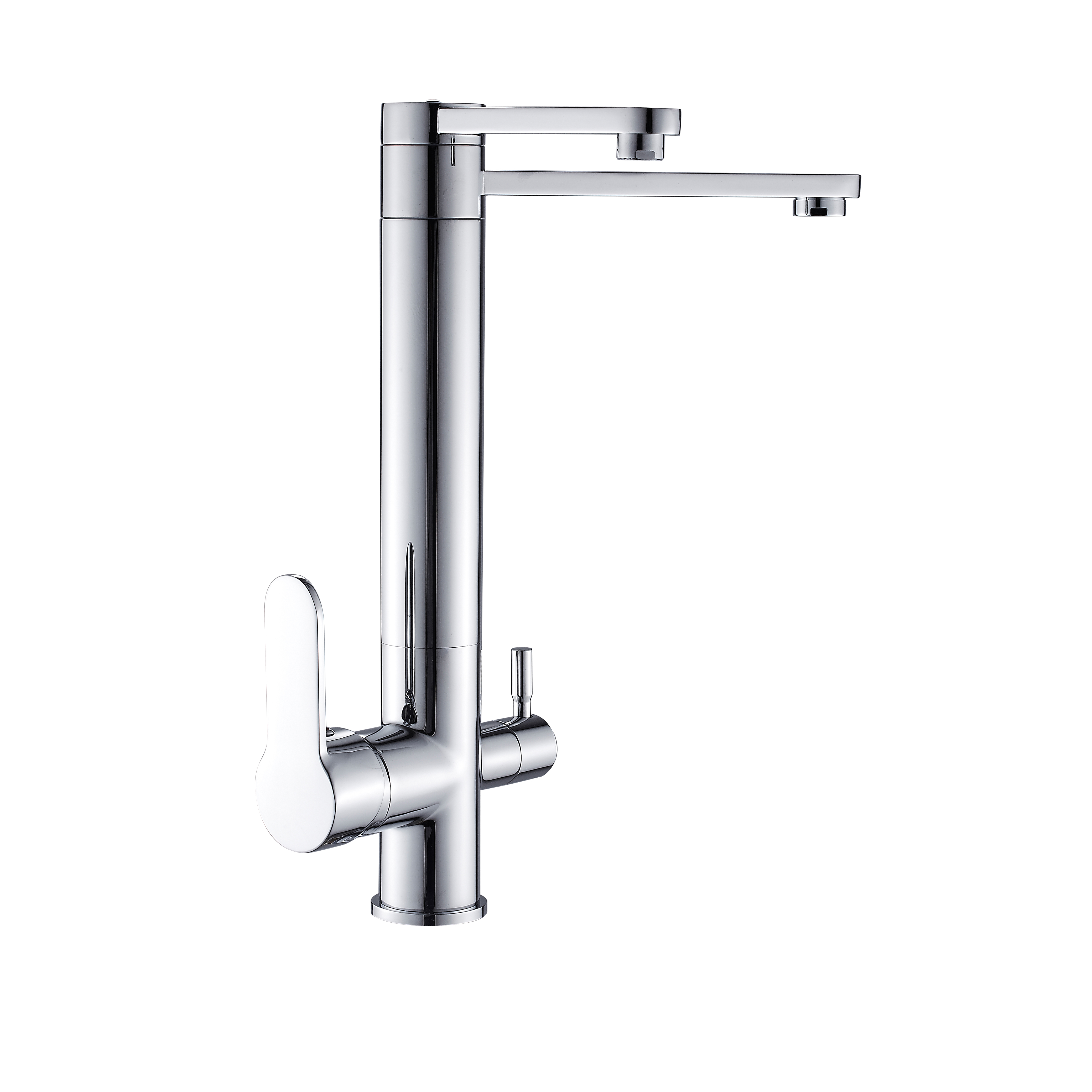 FLG chrome brass double outlets kitchen faucets 