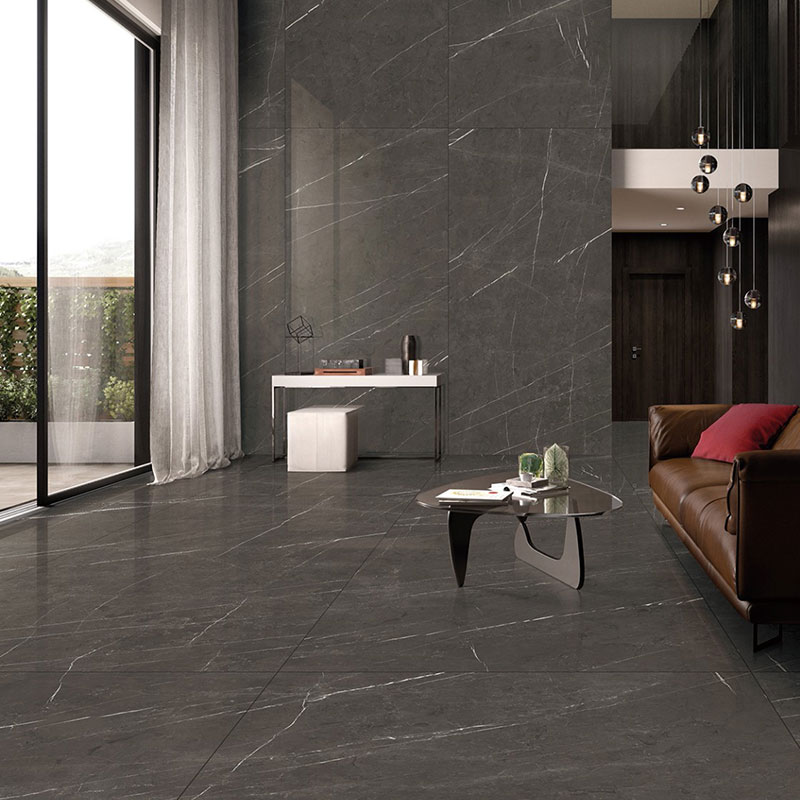 Dark gray floor tiles